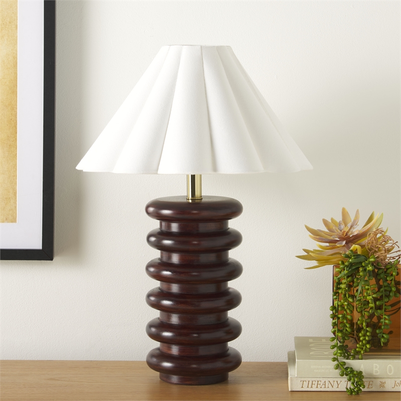 Safavieh Renata Wood Table Lamp in Walnut