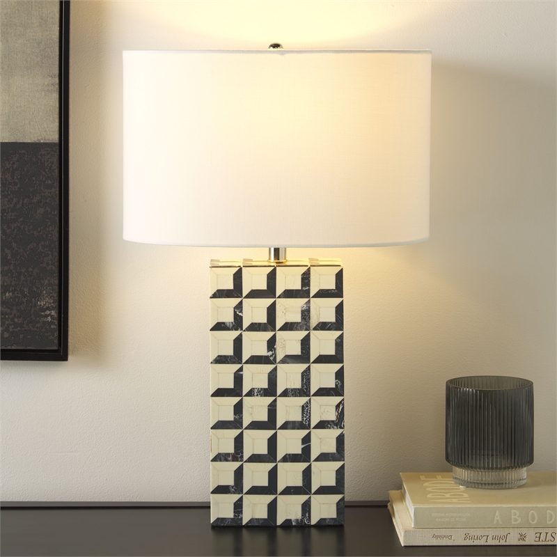 Safavieh Isle Resin Table Lamp in White / Blue