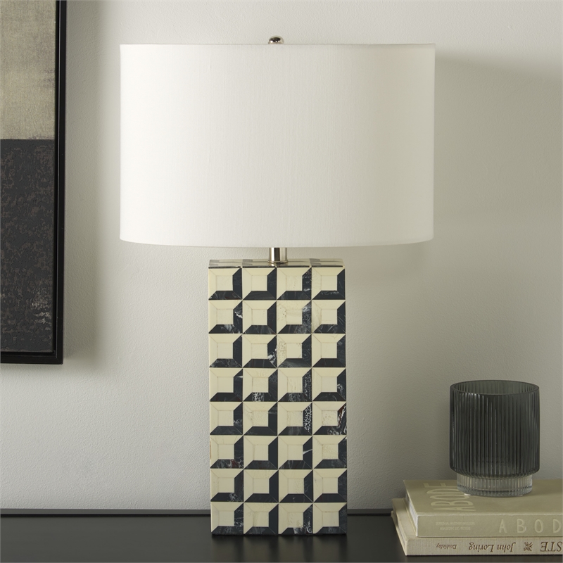 Safavieh Isle Resin Table Lamp in White / Blue