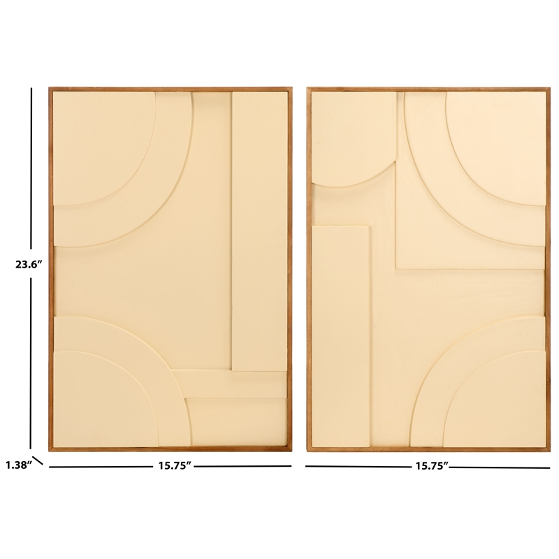 Safavieh Modern Geometry Wood Framed Dimensional Wall Art in Natural / Ivory