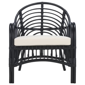 Safavieh Aragorn Rattan Accent Chair with Cotton Cushion in White / Black