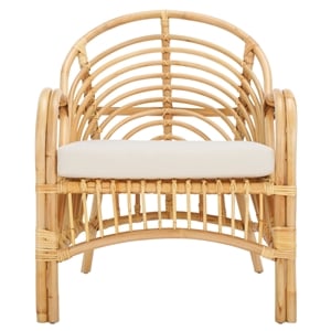 Safavieh Aragorn Rattan Accent Chair with Cotton Cushion in White / Natural