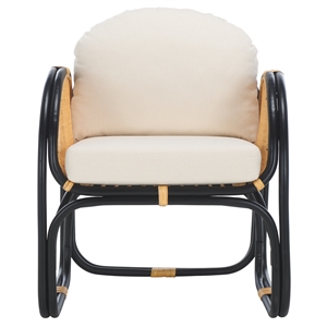 Safavieh Constella Rattan Accent Chair with Cotton Cushion in White / Black