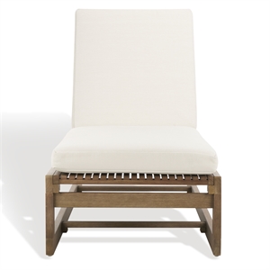 Safavieh Saint Vincent Eucalyptus Wood Chaise Lounge in Natural / Beige