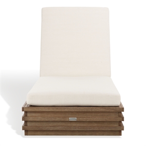 Safavieh Barbados Eucalyptus Wood Chaise Lounge in Natural / Beige