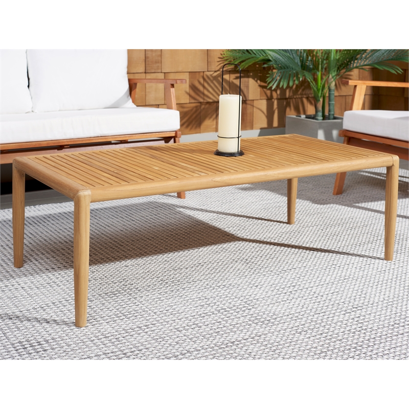 Safavieh Samoa Brazilian Teak Wood Patio Coffee Table in Natural
