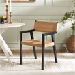 Safavieh Jolene Wood and Woven Rope Dining Chair in Black / Natural