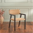 Safavieh Jolene Wood and Woven Rope Dining Chair in Black / Natural