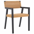 Safavieh Jolene Wood and Woven Rope Dining Chair in Black / Natural