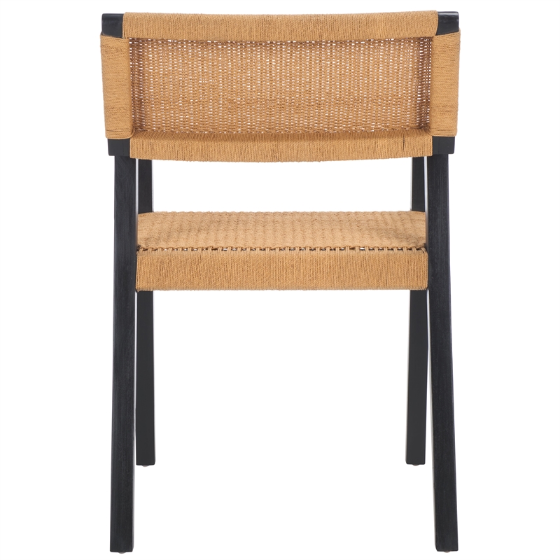 Safavieh Jolene Wood and Woven Rope Dining Chair in Black / Natural