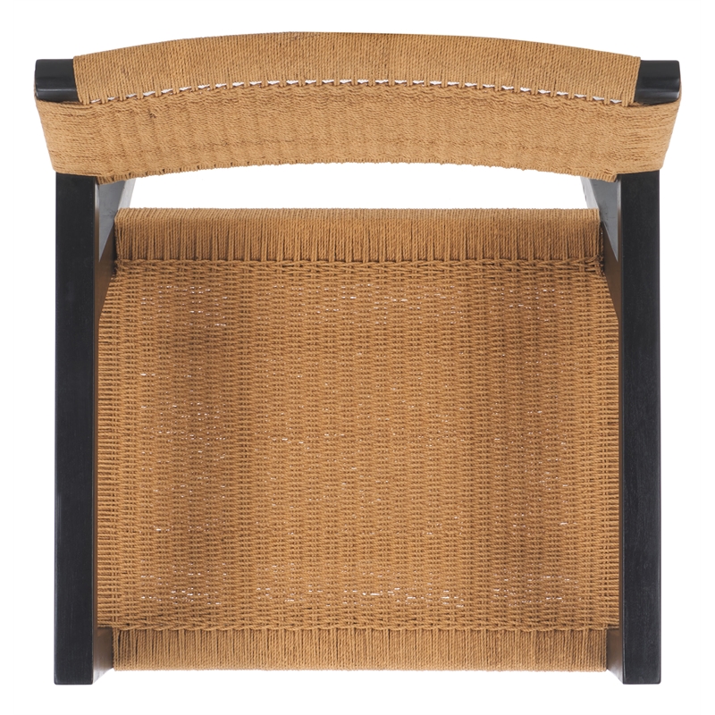 Safavieh Jolene Wood and Woven Rope Dining Chair in Black / Natural