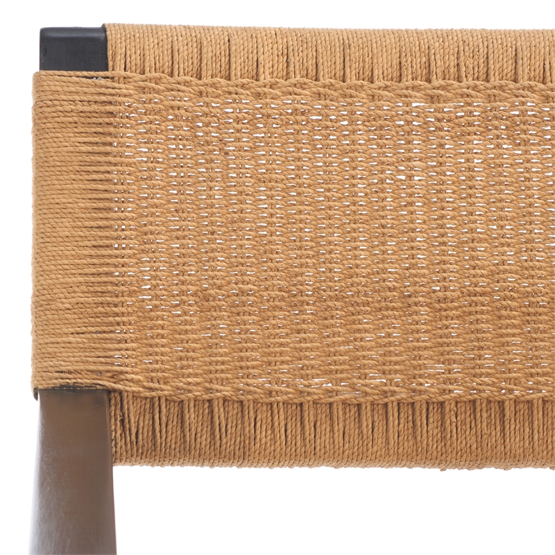 Safavieh Jolene Wood and Woven Rope Dining Chair in Black / Natural