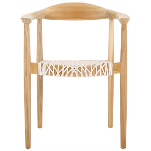 Safavieh Bandelier Teak Wood Stacking Dining Chair in White / Natural