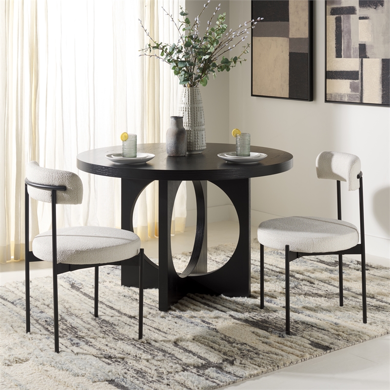 Safavieh Andrean Wood Dining Chair in White / Black