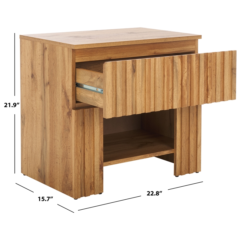 Safavieh Conall 1 Wood Drawer Nightstand in Oak