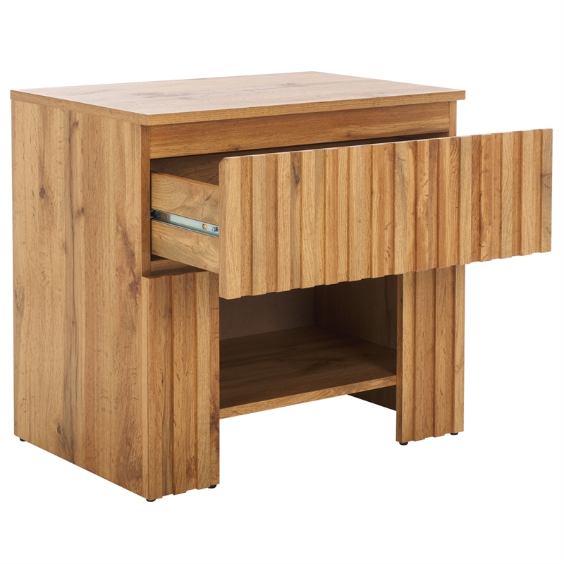 Safavieh Conall 1 Wood Drawer Nightstand in Oak