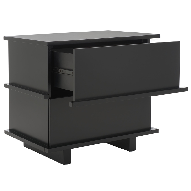 Safavieh Rodney Metal and Wood 2 Drawer Nightstand in Black