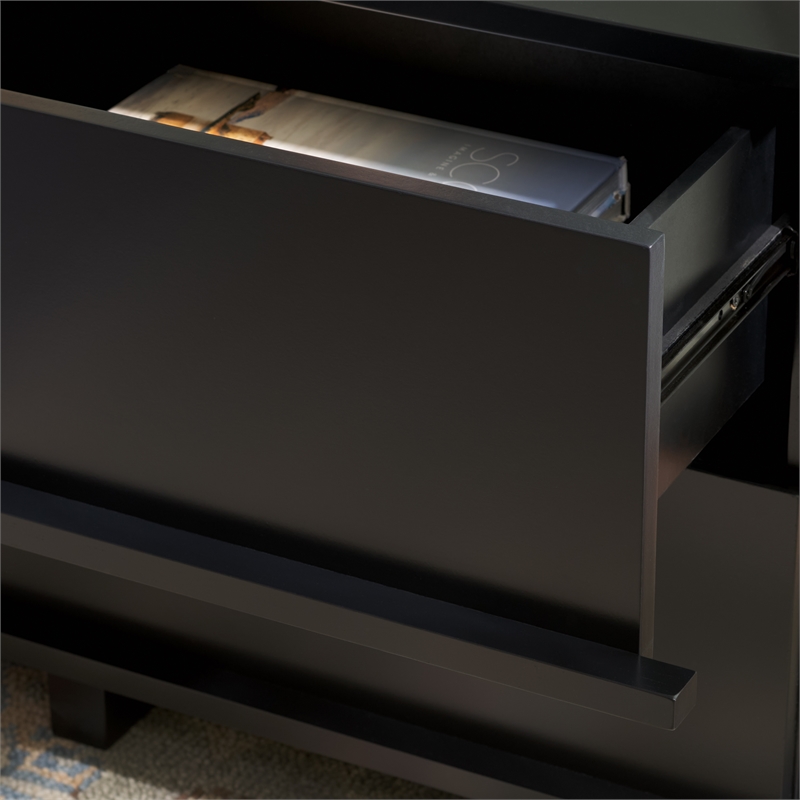 Safavieh Rodney Metal and Wood 2 Drawer Nightstand in Black
