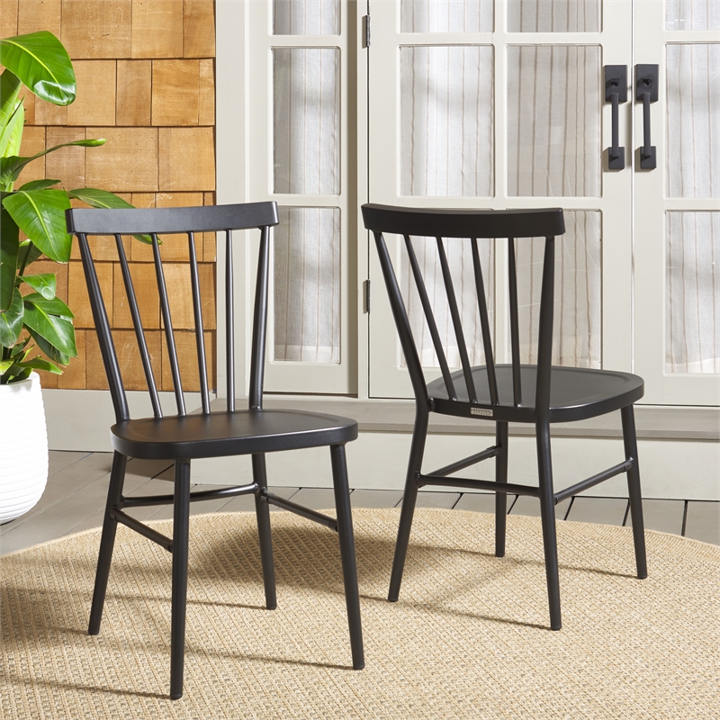 Safavieh Core Aluminum Spindle Chair Set Of 2 in Black