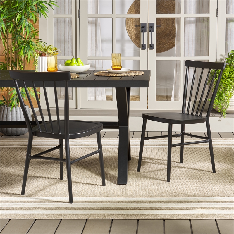 Safavieh Core Aluminum Spindle Chair Set Of 2 in Black