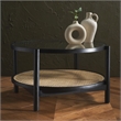 Safavieh Karyna Wood and Rattan and Glass Coffee Table in Black / Natural
