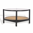 Safavieh Karyna Wood and Rattan and Glass Coffee Table in Black / Natural