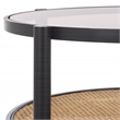 Safavieh Karyna Wood and Rattan and Glass Coffee Table in Black / Natural