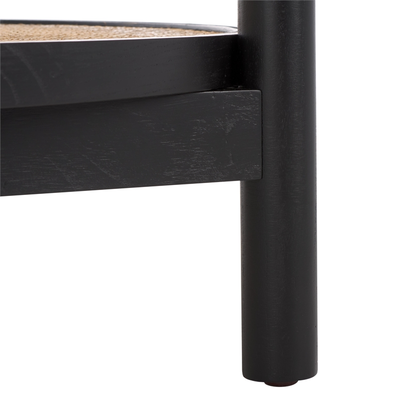 Safavieh Karyna Wood and Rattan and Glass Coffee Table in Black / Natural