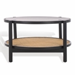 Safavieh Karyna Wood and Rattan and Glass Coffee Table in Black / Natural