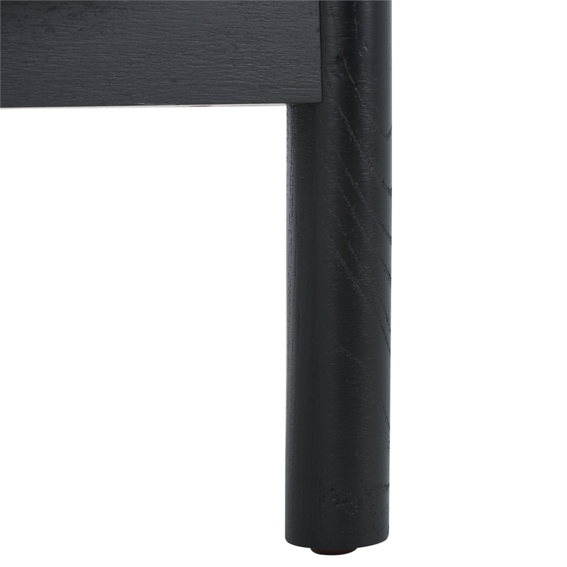 Safavieh Karyna Rattan And Glass Accent Table in Black / Natural