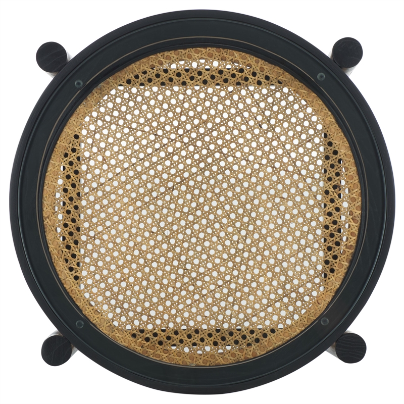 Safavieh Karyna Rattan And Glass Accent Table in Black / Natural