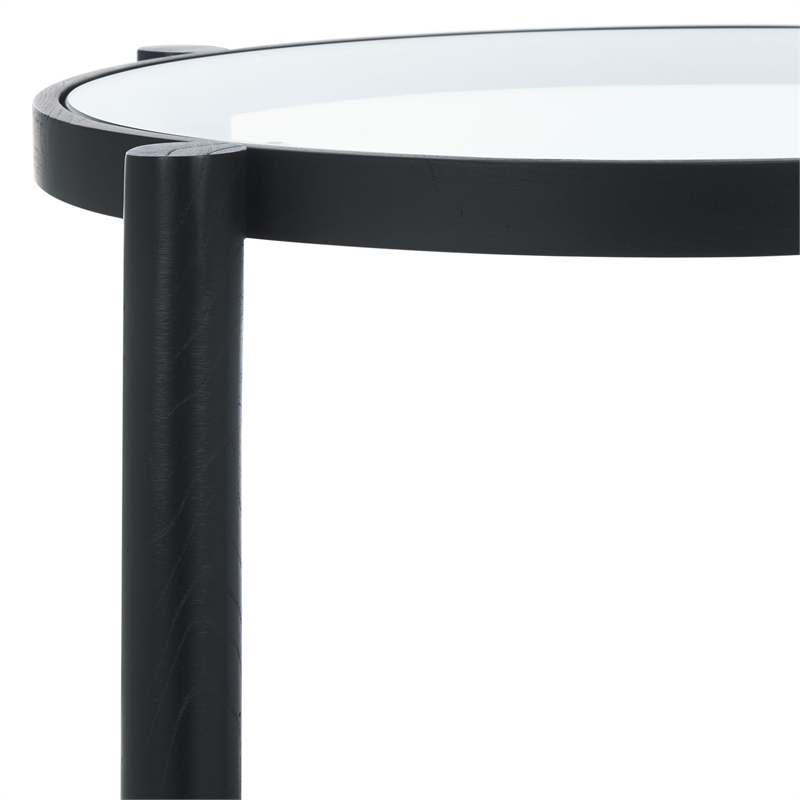 Safavieh Karyna Rattan And Glass Accent Table in Black / Natural