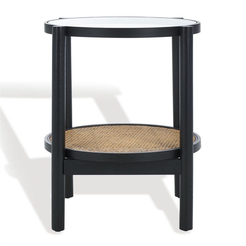 Safavieh Karyna Rattan And Glass Accent Table in Black / Natural