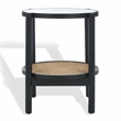 Safavieh Karyna Rattan And Glass Accent Table in Black / Natural