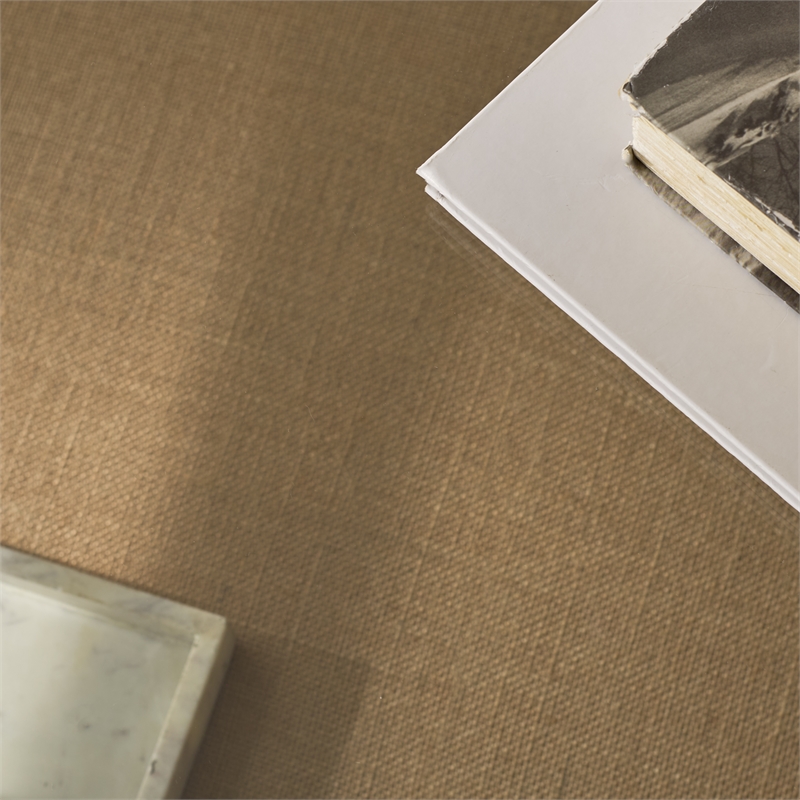 Safavieh Nicolella Square Glass and Linen Coffee Table in Black