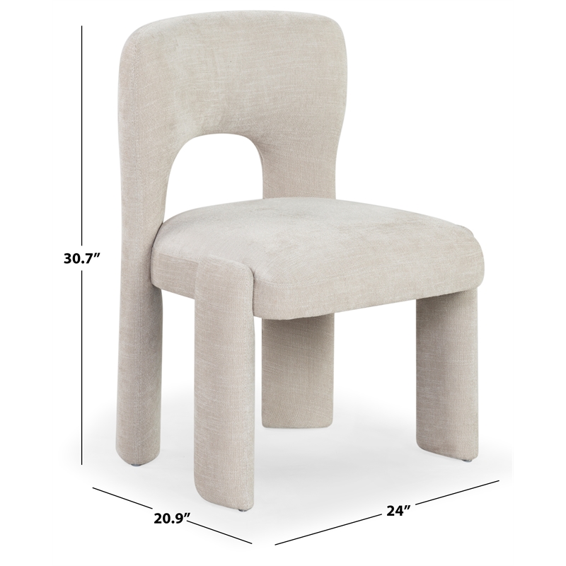 Safavieh Tamlyn Performance Wood and Fabric Dining Chair in Beige