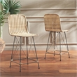 Safavieh Minerva Rattan and Iron Weaved Counter Stool in Natural / Black