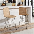 Safavieh Minerva Rattan and Iron Weaved Counter Stool in Natural / Black