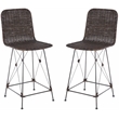 Safavieh Minerva Rattan and Iron Weaved Counter Stool in Brown / Black