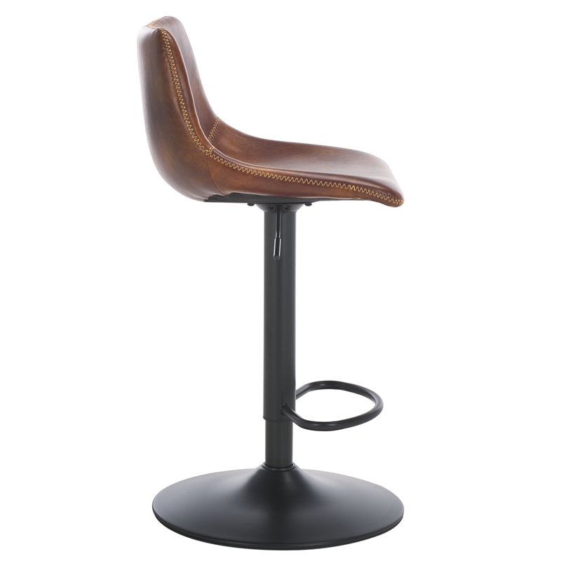 Safavieh Aelin Wood and Iron Adjustable Bar Stool in Brown / Black
