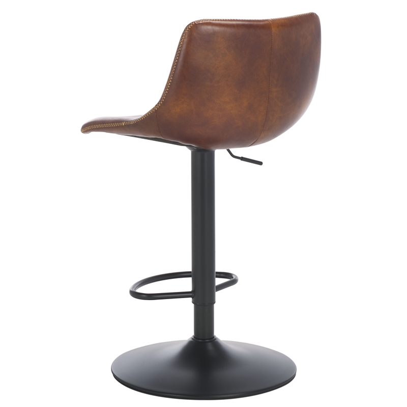 Safavieh Aelin Wood and Iron Adjustable Bar Stool in Brown / Black