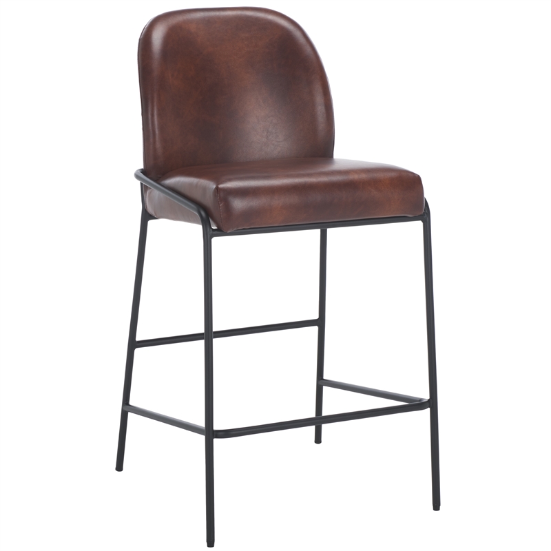 Safavieh Ivey Wood and Iron Counter Stool in Brown / Black