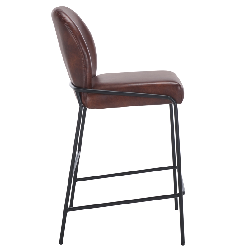 Safavieh Ivey Wood and Iron Counter Stool in Brown / Black