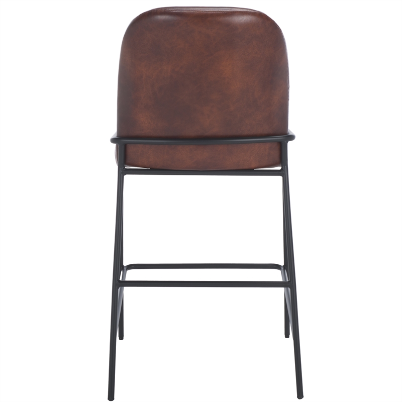 Safavieh Ivey Wood and Iron Counter Stool in Brown / Black