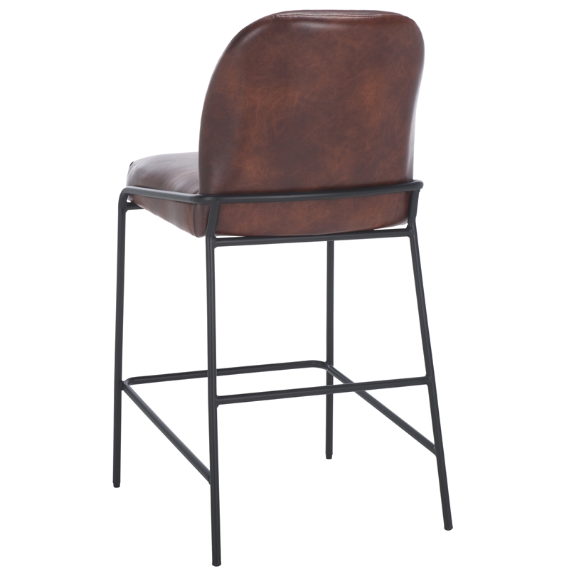 Safavieh Ivey Wood and Iron Counter Stool in Brown / Black