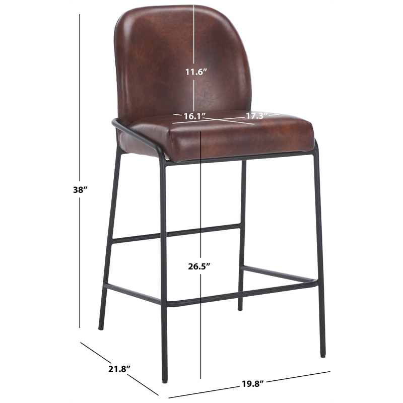 Safavieh Ivey Wood and Iron Counter Stool in Brown / Black