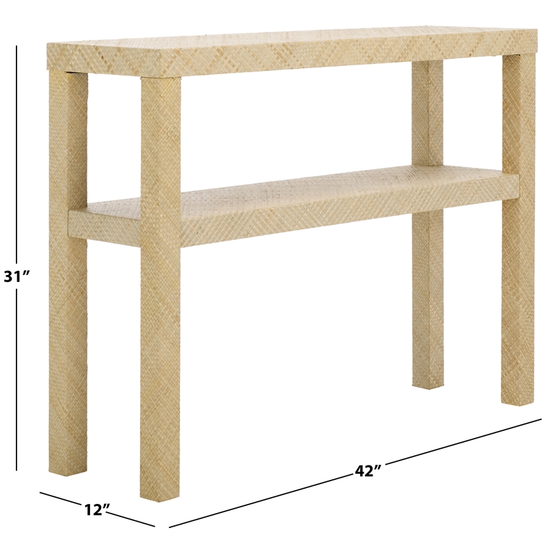 Safavieh Apis Raffia Wood 2 Shelf Console Table in Natural