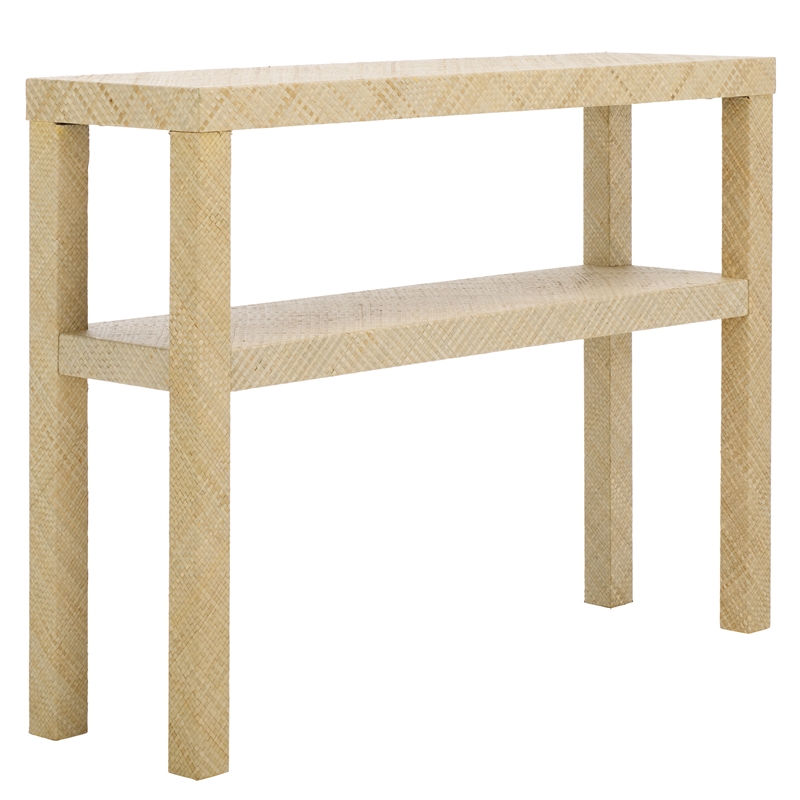 Safavieh Apis Raffia Wood 2 Shelf Console Table in Natural