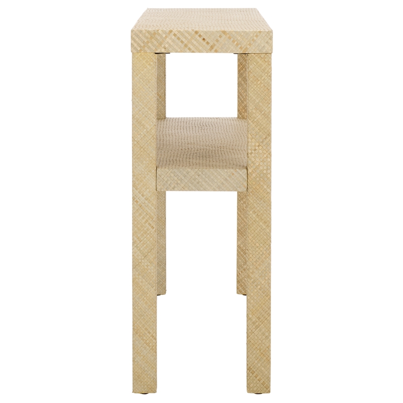 Safavieh Apis Raffia Wood 2 Shelf Console Table in Natural