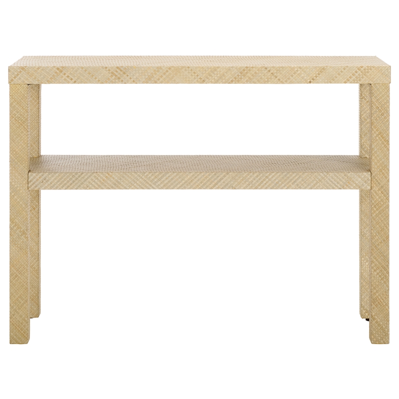 Safavieh Apis Raffia Wood 2 Shelf Console Table in Natural
